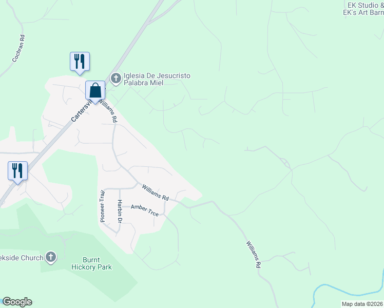 map of restaurants, bars, coffee shops, grocery stores, and more near 103 Amber Court in Dallas