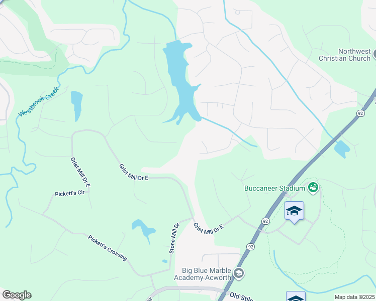 map of restaurants, bars, coffee shops, grocery stores, and more near 300 Mill Creek Court in Acworth