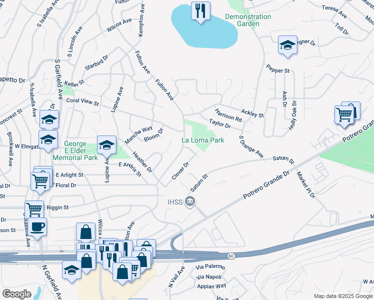 map of restaurants, bars, coffee shops, grocery stores, and more near 2000 Fulton Avenue in Monterey Park