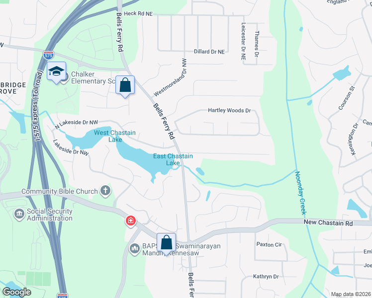 map of restaurants, bars, coffee shops, grocery stores, and more near 29 Parkwood Drive in Kennesaw