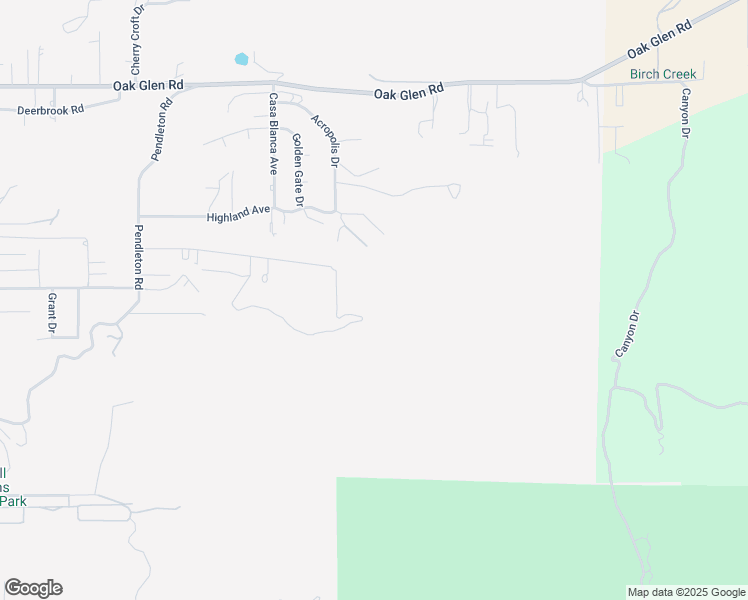 map of restaurants, bars, coffee shops, grocery stores, and more near Acropolis Drive in Yucaipa