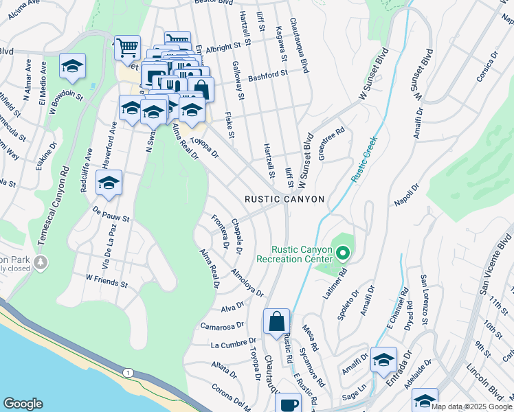 map of restaurants, bars, coffee shops, grocery stores, and more near 14903 Pampas Ricas Boulevard in Los Angeles