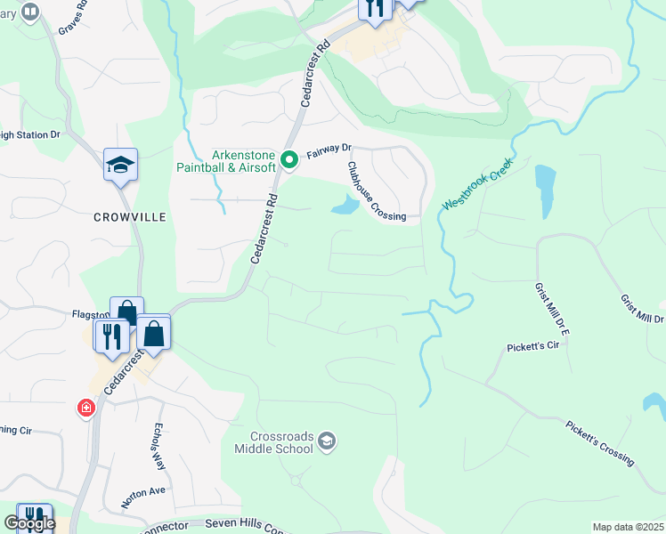 map of restaurants, bars, coffee shops, grocery stores, and more near 250 Riverclub Road in Acworth