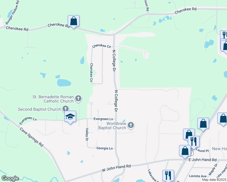 map of restaurants, bars, coffee shops, grocery stores, and more near 721 North College Drive in Cedartown
