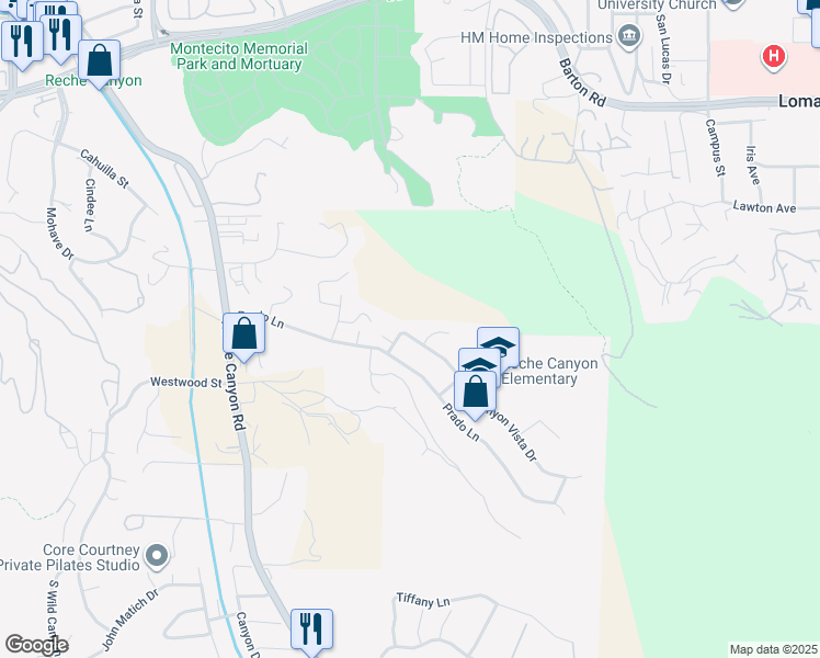map of restaurants, bars, coffee shops, grocery stores, and more near 3013 Canyon Vista Drive in Colton