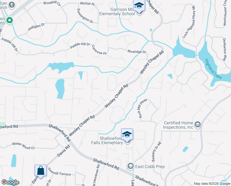 map of restaurants, bars, coffee shops, grocery stores, and more near 3849 Fenway Crossing in Marietta