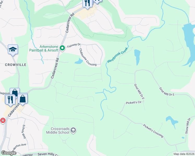 map of restaurants, bars, coffee shops, grocery stores, and more near 39 Pickett's Creek Drive in Acworth