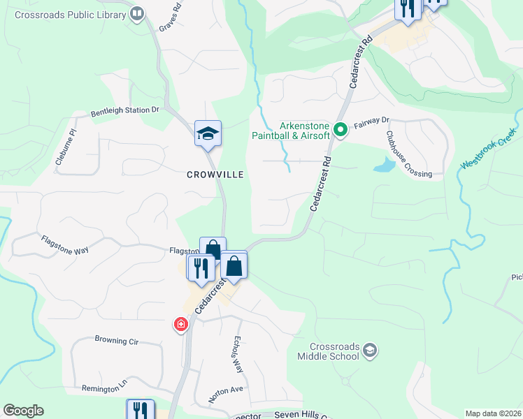 map of restaurants, bars, coffee shops, grocery stores, and more near 177 North Springs Drive in Acworth