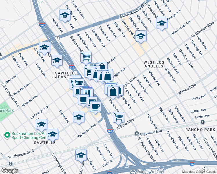 map of restaurants, bars, coffee shops, grocery stores, and more near 2122 South Sepulveda Boulevard in Los Angeles