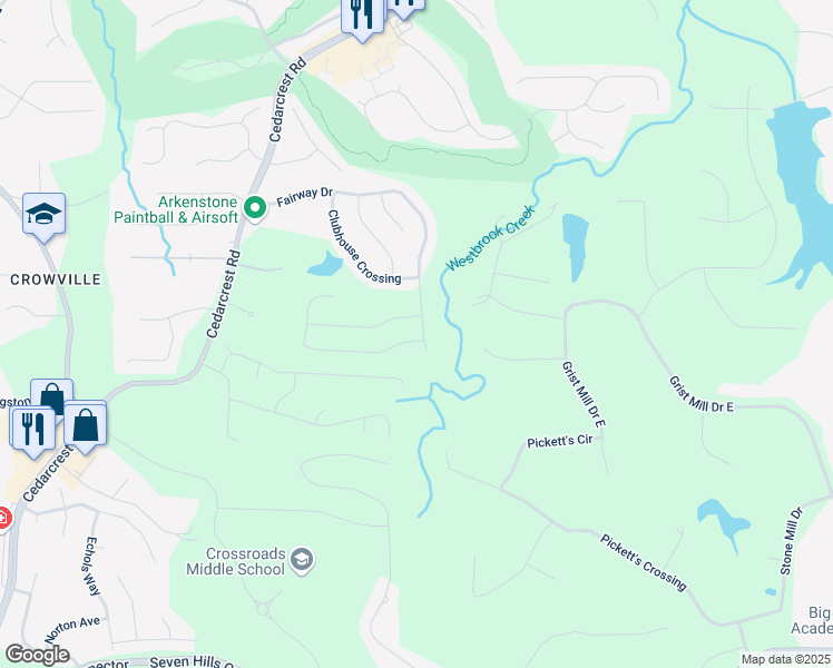 map of restaurants, bars, coffee shops, grocery stores, and more near 12 Riverclub Road in Acworth