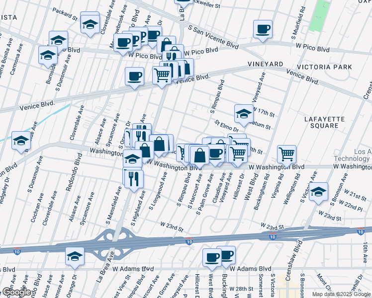 map of restaurants, bars, coffee shops, grocery stores, and more near 4815 Mascot Street in Los Angeles
