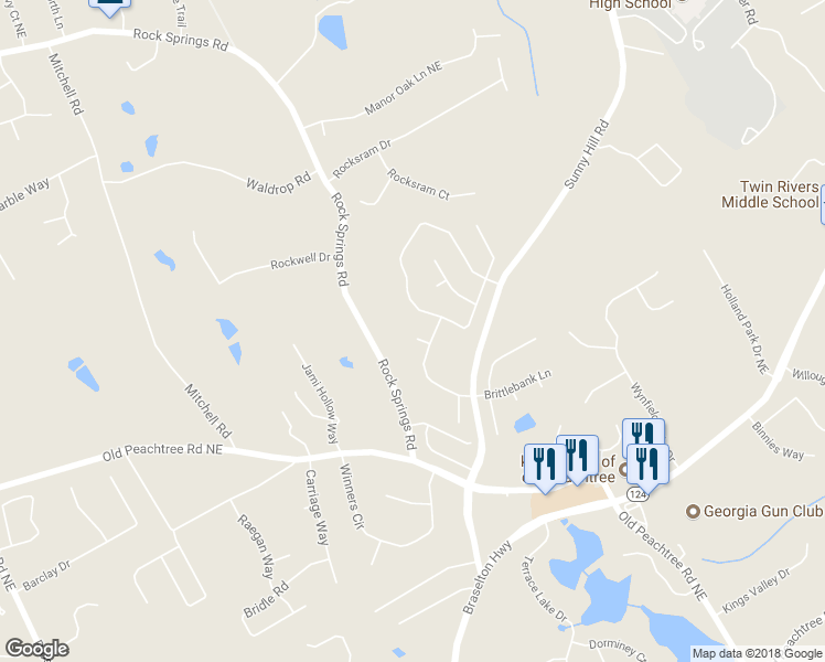 map of restaurants, bars, coffee shops, grocery stores, and more near 2300 Legare Court in Lawrenceville