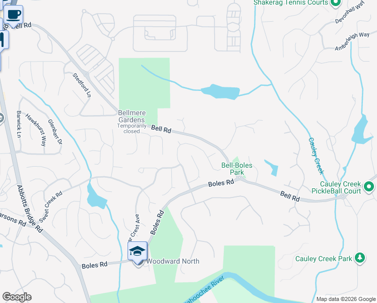 map of restaurants, bars, coffee shops, grocery stores, and more near 770 Glenleigh Lane in Johns Creek