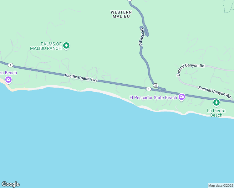 map of restaurants, bars, coffee shops, grocery stores, and more near 33340 Pacific Coast Highway in Malibu