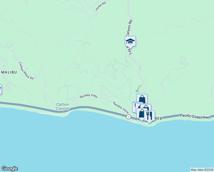 map of restaurants, bars, coffee shops, grocery stores, and more near 21471 Calle Del Barco in Malibu