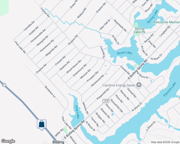 map of restaurants, bars, coffee shops, grocery stores, and more near 558 Mission Road in Southport