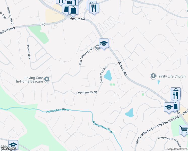 map of restaurants, bars, coffee shops, grocery stores, and more near 2769 Scouts Court Northeast in Dacula