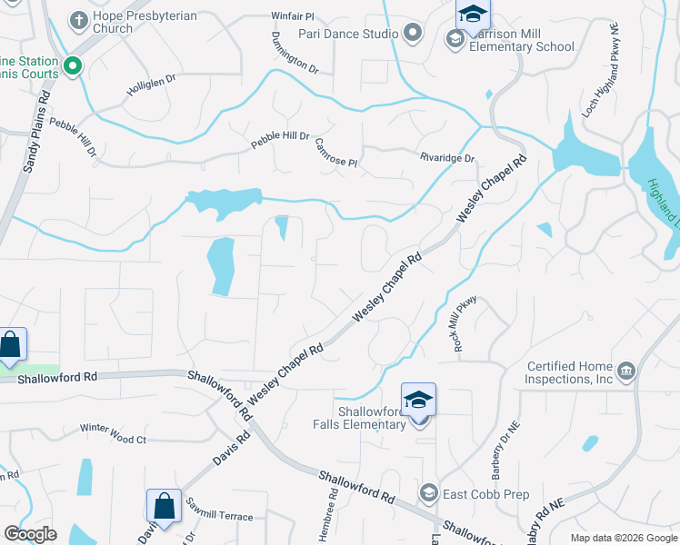 map of restaurants, bars, coffee shops, grocery stores, and more near 3741 Northpoint Court in Marietta
