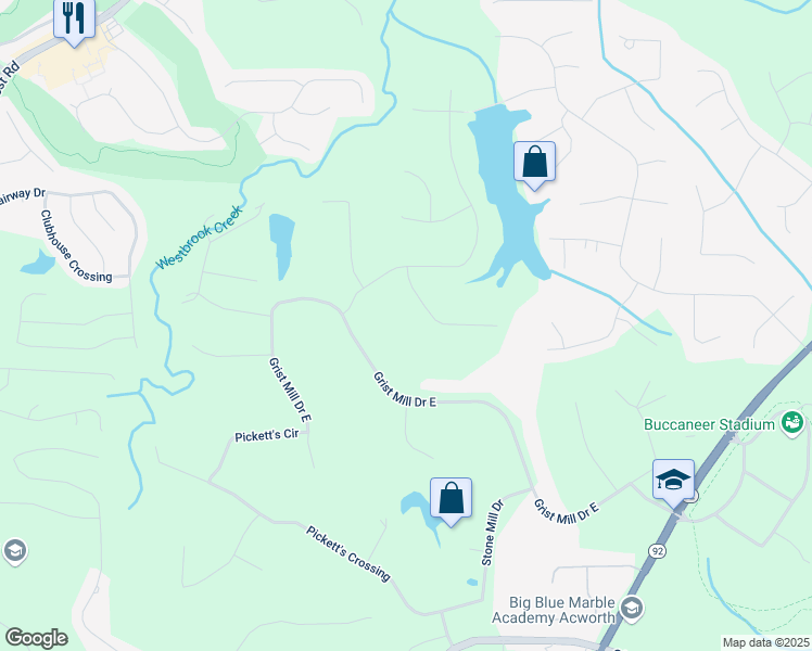 map of restaurants, bars, coffee shops, grocery stores, and more near 120 Mill Creek Court in Acworth