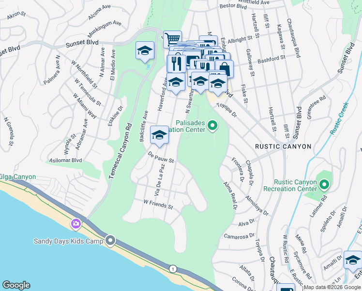 map of restaurants, bars, coffee shops, grocery stores, and more near 638 North Swarthmore Avenue in Los Angeles