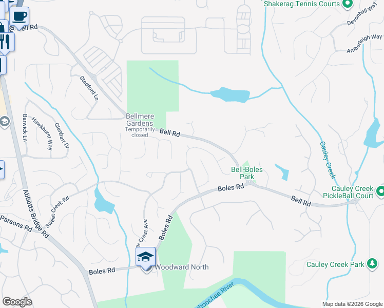 map of restaurants, bars, coffee shops, grocery stores, and more near 10703 Glenleigh Dr in Duluth