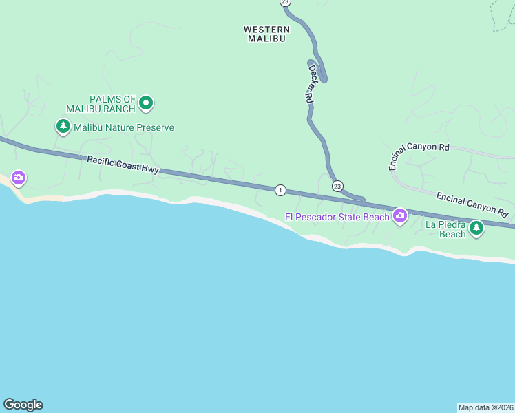 map of restaurants, bars, coffee shops, grocery stores, and more near 33340 Pacific Coast Highway in Malibu