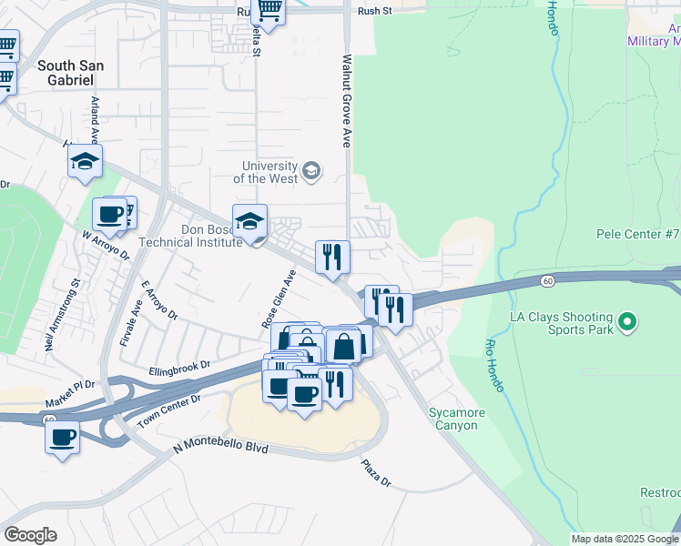 map of restaurants, bars, coffee shops, grocery stores, and more near 1004 Walnut Grove Avenue in Rosemead