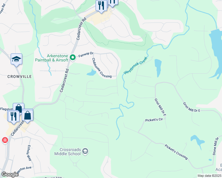 map of restaurants, bars, coffee shops, grocery stores, and more near 55 Clubhouse Way in Acworth