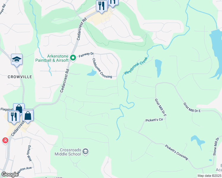 map of restaurants, bars, coffee shops, grocery stores, and more near 55 Clubhouse Way in Acworth