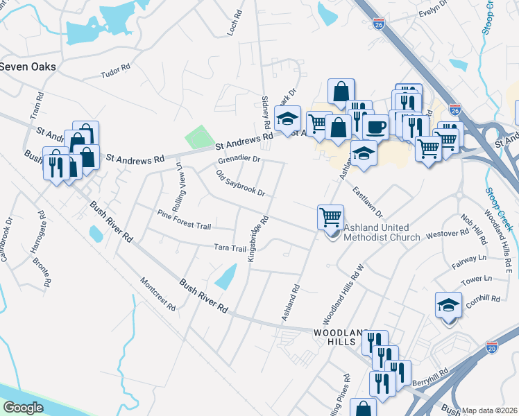 map of restaurants, bars, coffee shops, grocery stores, and more near 826 Gardendale Drive in Columbia