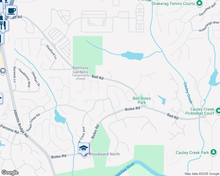 map of restaurants, bars, coffee shops, grocery stores, and more near 10703 Glenleigh Drive in Duluth