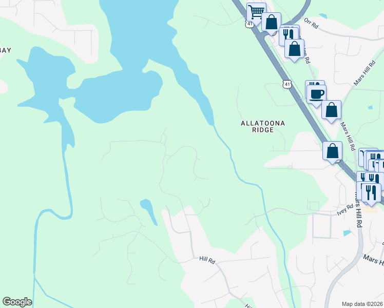 map of restaurants, bars, coffee shops, grocery stores, and more near 5331 Saville Drive Northwest in Acworth