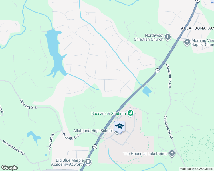 map of restaurants, bars, coffee shops, grocery stores, and more near 3453 Trooper Ridge Road in Acworth
