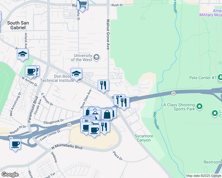 map of restaurants, bars, coffee shops, grocery stores, and more near 1026 Walnut Grove Avenue in Rosemead