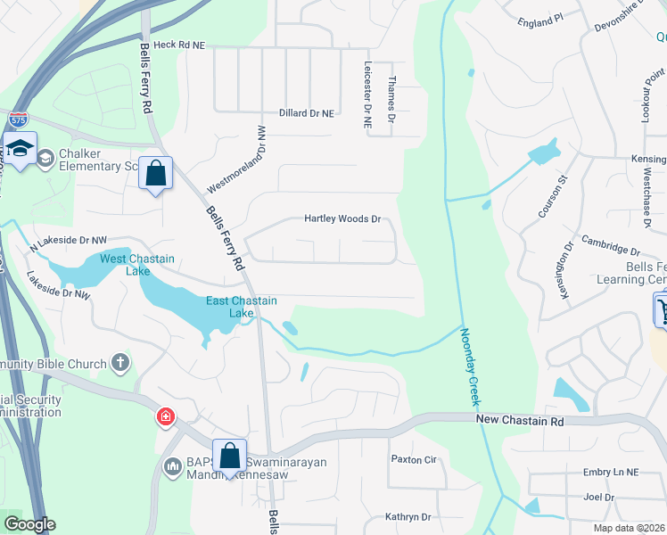 map of restaurants, bars, coffee shops, grocery stores, and more near 28 Hartley Woods Drive in Kennesaw