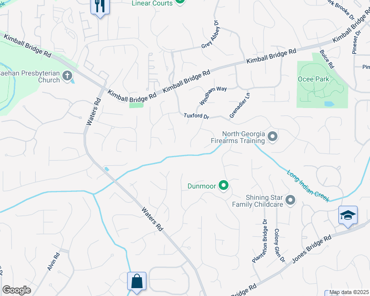 map of restaurants, bars, coffee shops, grocery stores, and more near 10660 Dunoon Drive in Alpharetta