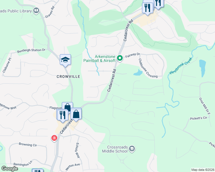 map of restaurants, bars, coffee shops, grocery stores, and more near 23 North Springs Drive in Acworth