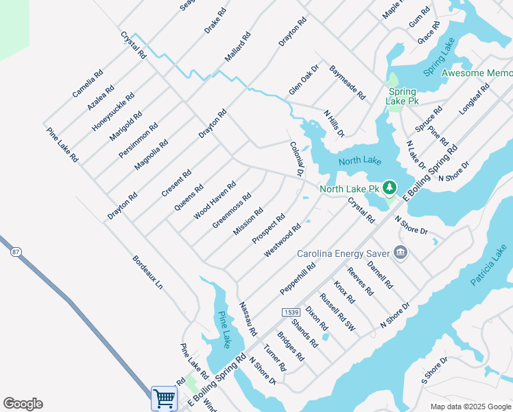 map of restaurants, bars, coffee shops, grocery stores, and more near 609 Mission Road in Southport