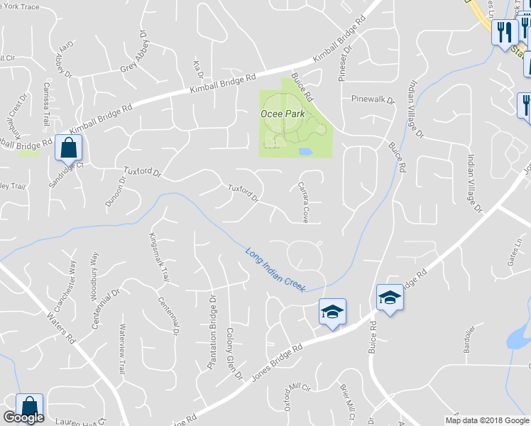 map of restaurants, bars, coffee shops, grocery stores, and more near 115 Lambdin Lane in Alpharetta
