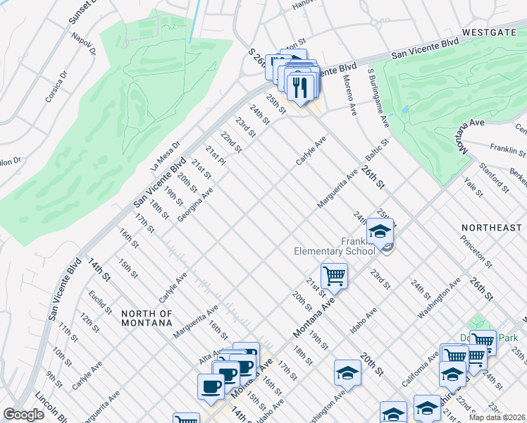 map of restaurants, bars, coffee shops, grocery stores, and more near 410 22nd Street in Santa Monica