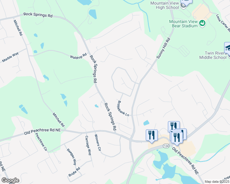 map of restaurants, bars, coffee shops, grocery stores, and more near 2045 Charleston Oak Circle in Lawrenceville