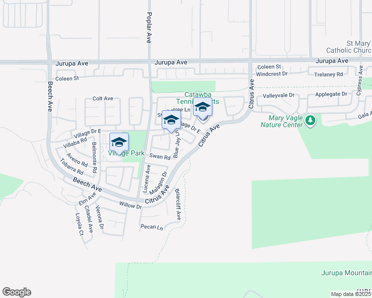 map of restaurants, bars, coffee shops, grocery stores, and more near 15865 Falcon Court in Fontana