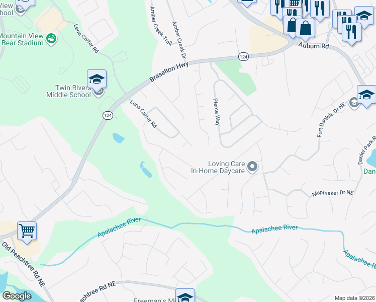 map of restaurants, bars, coffee shops, grocery stores, and more near 2305 Hampton Park Ct in Buford