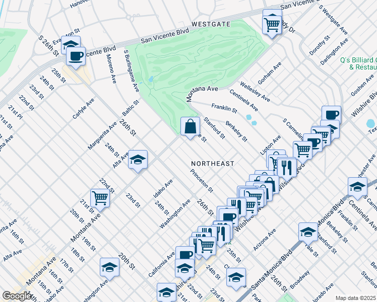 map of restaurants, bars, coffee shops, grocery stores, and more near 840 Harvard Street in Santa Monica