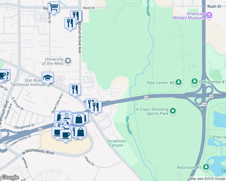 map of restaurants, bars, coffee shops, grocery stores, and more near 8807 Highpine Street in Rosemead