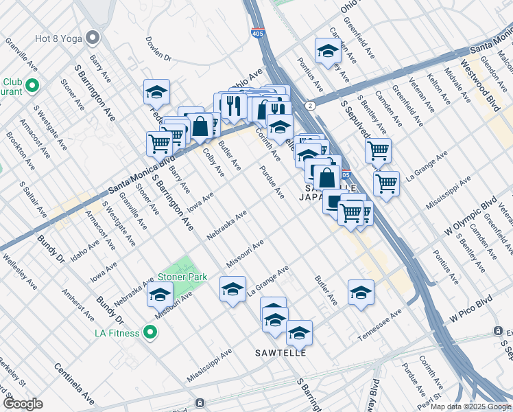 map of restaurants, bars, coffee shops, grocery stores, and more near 1748 Butler Avenue in Los Angeles