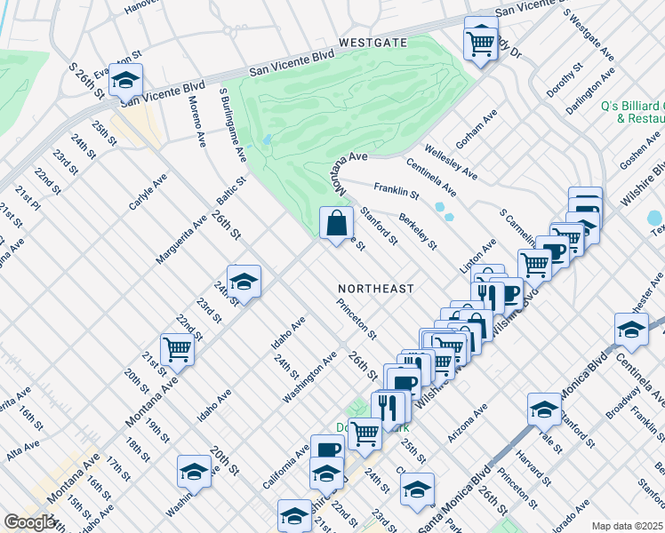 map of restaurants, bars, coffee shops, grocery stores, and more near 842 Yale Street in Santa Monica