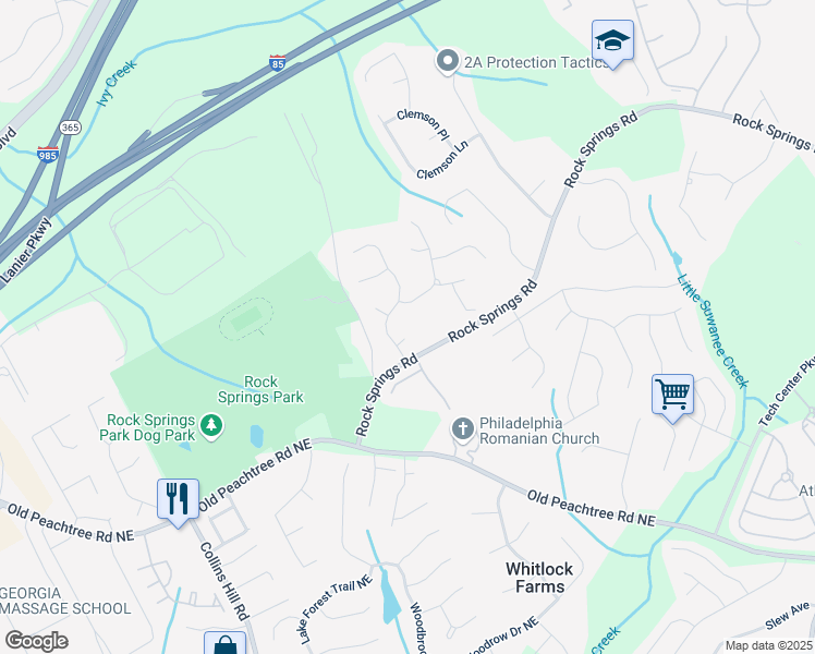 map of restaurants, bars, coffee shops, grocery stores, and more near 620 Reeves Hill Point in Lawrenceville