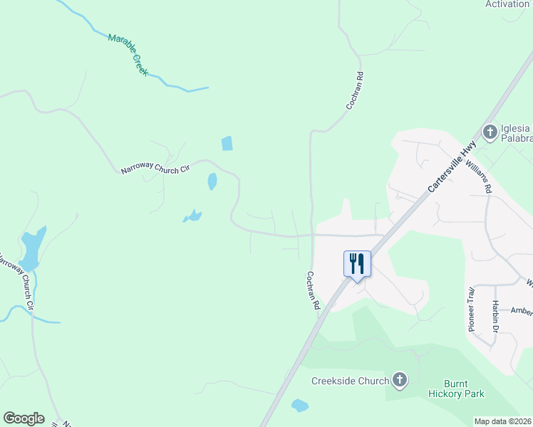 map of restaurants, bars, coffee shops, grocery stores, and more near 94 Burnt Hickory Pointe in Dallas