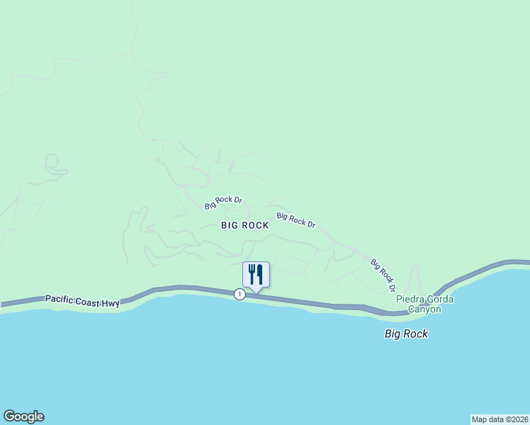 map of restaurants, bars, coffee shops, grocery stores, and more near 20404 Little Rock Way in Malibu
